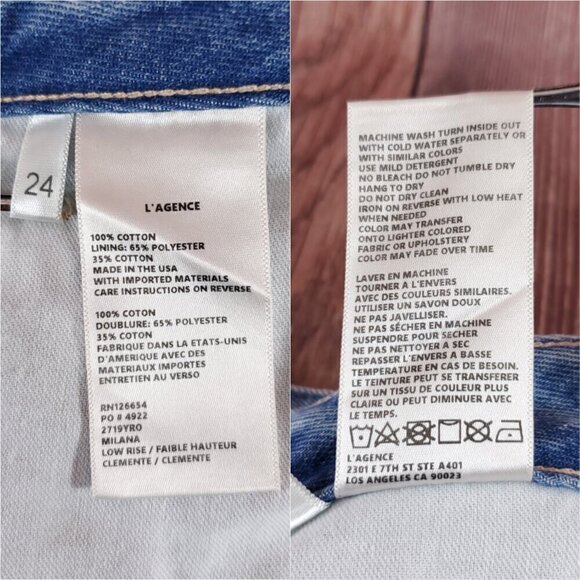 *READ* Lagence Womens Size 24 Milana Low Rise Raw Hem Blue Denim Jeans - Picture 15 of 16